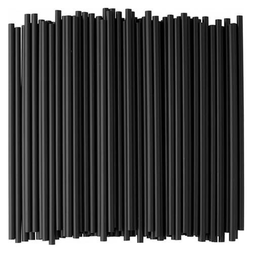100 pitillos negros flexibles de plástico miniatura 1