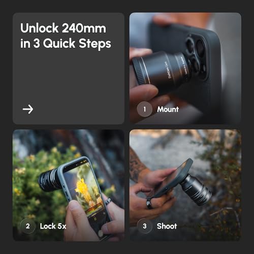 Image of ShiftCam LensUltra 240mm Super Zoom Telephoto Full Kit for iPhone & Android - 240mm Tele Lens + 4 Macro Converters + 3 Filters - Complete Long-Reach + Close-Up System for Distance & Detail Photography