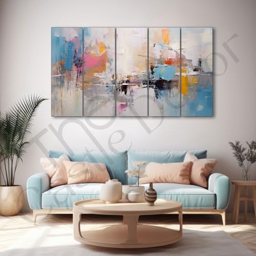 Image of The Castle Decor Abstract art painting with frame Big Size 27x48 Wall art for living room,Bedroom,Drawing room,Hotels-Wooden Framed-329