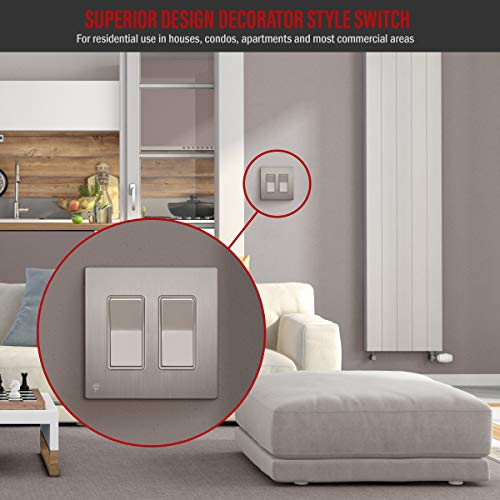 Enerlites Elite Series Decorator Rocker Light Switch, 15A 120V/277V, Gloss Finish, Single Pole, 3 Wire, Grounding Screw, Residential Grade, Ul Listed, 91150-Nk, Nickel Color (10 Pack) #TOP5