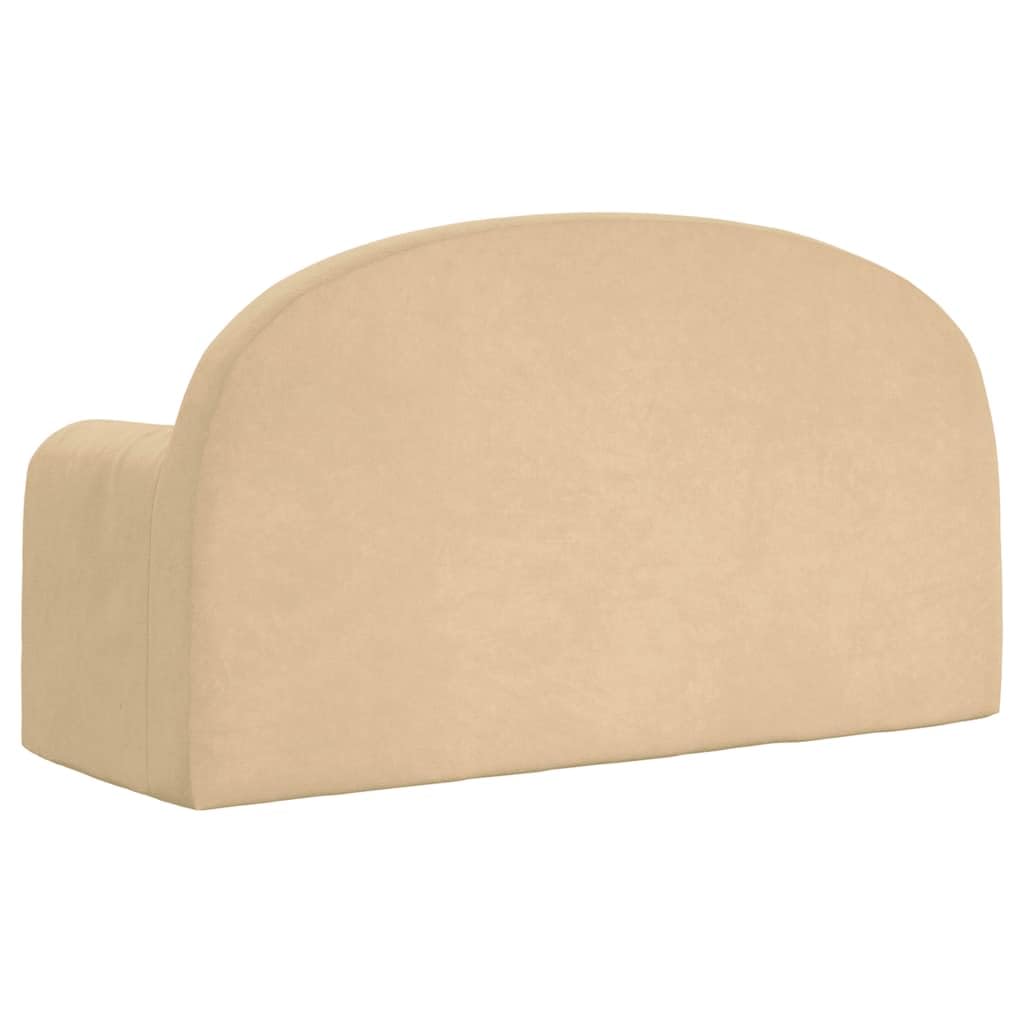 vidaXL Kinder-Schlafsofa 2-Sitzer Creme Weicher Plüsch, Kindercouch, Kinderzimmer Couch, Minisofa, Kinderzimmer Sofa, Minicouch, Mini Sofa
