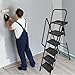 5 Step Ladder with Tool Tray, Foldable Step Stool with Handrails, Non-Slip Wide Pedals & Lightweight Steel Frame, Portable Household Ladder for Kitchen, Bathroom, Office, Cleaning (500 lbs Capacity)