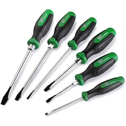SK 6-Piece Slotted Screwdriver Set, Magnetic Screwdriver Set, S2 Steel | Heat-Treated Chrome Plating Shaft, Black Oxide Tip, SureGrip Handle