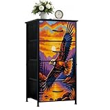 VETEB Drawers for Bedroom Dresser for Closet Majestic Eagle Flight Mountain Lake Sunset Vibrant Dressers & Chests of Drawers Fabric Closet Organizers and Storage Cajoneras para Ropa with 4 Drawer