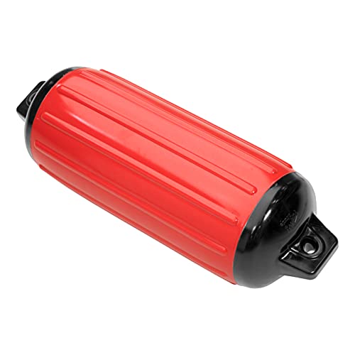 Taylor Made Super Gard Inflatable Vinyl Boat Fender 5.5" x 20", Double-Molded Ends, Fits 5/8" Lines, for Boats 15-35', Ribbed Design, Rubber Football Needle Inflation, Ruby Red - 2020108272 - image 1