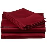SUPERIOR Egyptian Cotton 300-Thread-Count Sheet Set, Deep Pocket, Cal King, Burgundy
