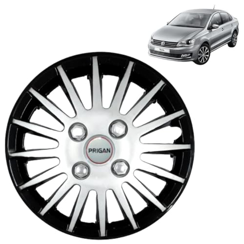 Image of Prigan Vento Black Silver Wheel Cover 14 inch for -Vento (Set of 4 Pcs) (Press Fitting) Model- Camry DC 14