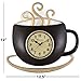 Westclox 10-Inch Cappuccino Wall Clock - Stylish Coffee Cup Design with Quartz Movement, Large Modern Kitchen Clock, Easy to Read, Home and Office Decor, Battery Operated, Black/Gold