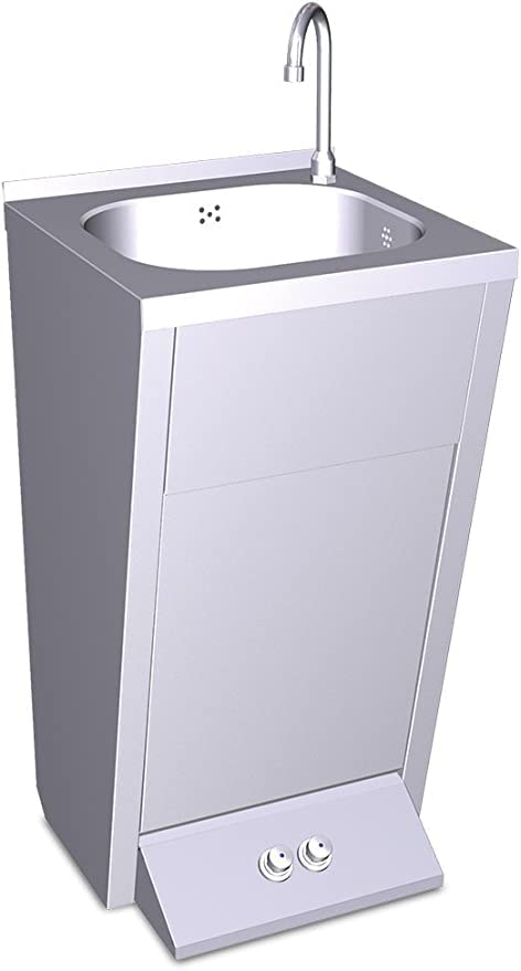 Lave-linge en acier inoxydable avec cuve circulaire et robinet à commande au pied