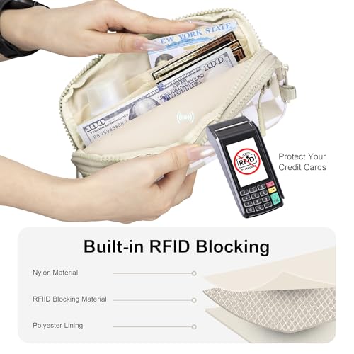 fodoko wristlet wallets for women rfid crossbody bag nylon quilted wallet with 4 zipperstravel credit cardholder cell phone