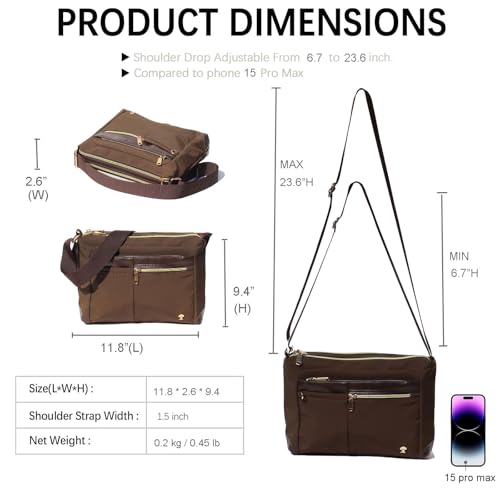 ESVAN Nylon Crossbody Bag For Women Waterproof Lightweight Casual Multi Pockets Shoulder Handbag Purse2