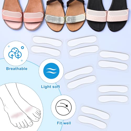 Image of Cutecrop 6 Pair Sandal Shoe Strap Extender Heel Sandal Strap Cushion Strips Heel Grips Liner Insert for Shoes Too Big Preventing Slipping, Rubbing, Non-Slip (Transparent)