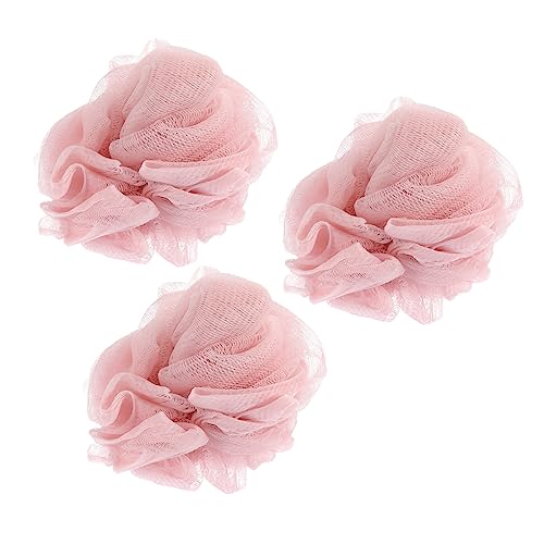 ARTSEWPLY 3Pcs Comfortable Bath Scrubber Balls Soft Pe Bath for Gentle Skin Exfoliation and Sanitary Shower Use Quick Drying and Space Saving Design Pink