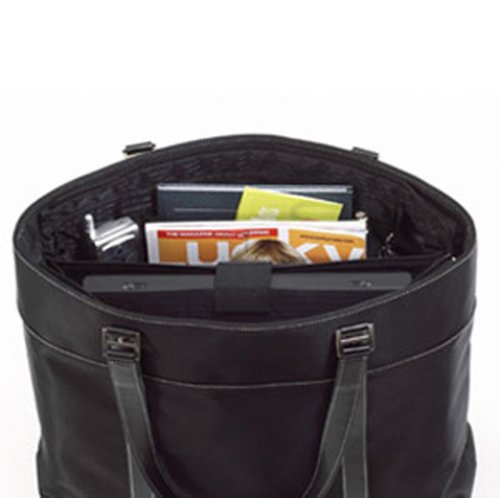 Mobile Edge 17 Inch Ultra Laptop Computer Tote Shoulder Bag Purse for Women, Compatible with Notebooks 15-17 Inch, Black Leather, METL01