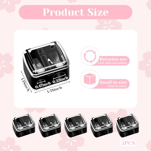 Image of 5 Pcs Cosmetic Pencil Sharpener, Eyeliner Sharpener Makeup Sharpener Small Lip Pencil Sharpener Manual Cosmetic Pencil Sharpener for Eyeliner Lip Liner Pencils (Black)