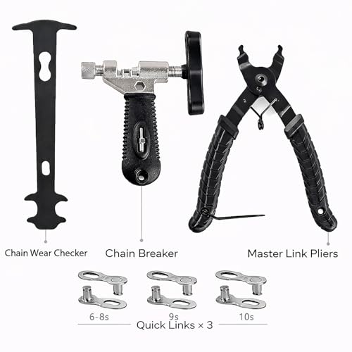 Bike Chain Tool, Bicycle Chain Tool with Master Link Plier Chain Breaker and Chain Wear Checker for Bike Chain link Removal Repair