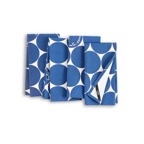 Image of kate spade new york Joy Dot Cloth Napkins 4-Pack Set, 100% Cotton, Machine Washable, Navy Blue /Cream, 20 inchx20 inch