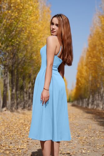 Image of Memoriesea Women's Elegant Square Neck Swing A Line Wedding Evening Party Midi Dress