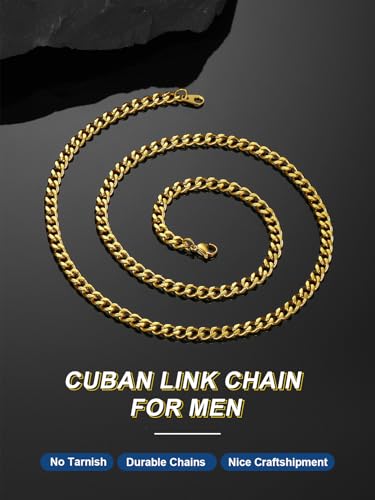 Cuban Chain for Men 26 inch Long Heavy Duty Gold Necklace Mens Gifts