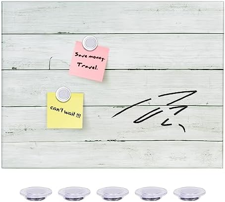 Frameless Magnetic Whiteboard - 17x13 Inch Dark Wood Memo Board For Home & Office Decor