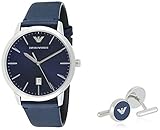 Wasserdichtigkeit: 3 ATM Emporio Armani Herren Analog Quarz Uhr mit Leder Armband AR80032