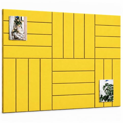 Image of Quiet Canvas Parallel Pinboard, 1x1 ft, Pack of 6, 50 PushPins, (Yellow)