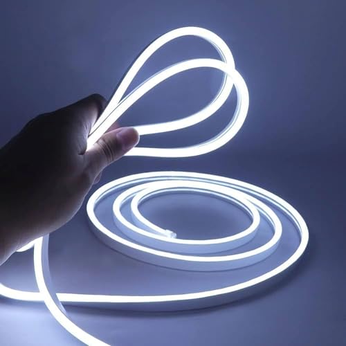 Image of NEWNESS White Neon LED Strip Light 13.2 Feet with Adapter | Flexible IP65 Waterproof Silicone Rope Light for Bedroom, Ceiling, Gaming Room, Party & Outdoor Decoration