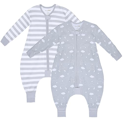 Image of Mama Cheetah Toddler Sleep Sack with Feet, Long Sleeve 0.5 TOG Organic Cotton Baby Sleeping Bag with Legs, Wearable Blanket for Walkers w / 2-Way Zipper, Toddler Blanket for Girls & Boys 3-4T