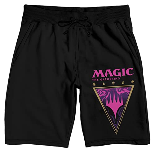 Magic The Gathering Planeswalker Symbols Logo Men's Black Drawstring Sleep Pajama Shorts
