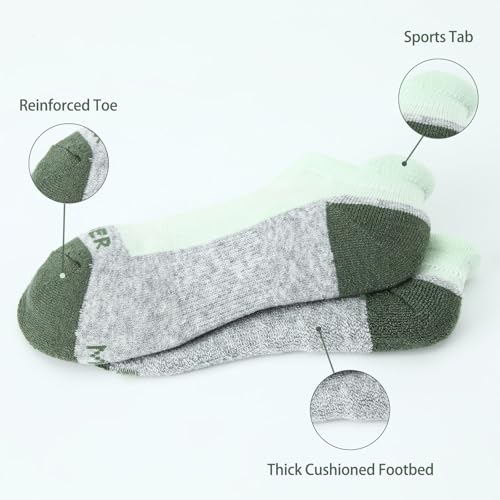 Image of WANDER Merino Wool Ankle Running Hiking Socks 3 Pairs Lightweight Cushioned Sweat-Wicking No Show Athletic Socks Men Women