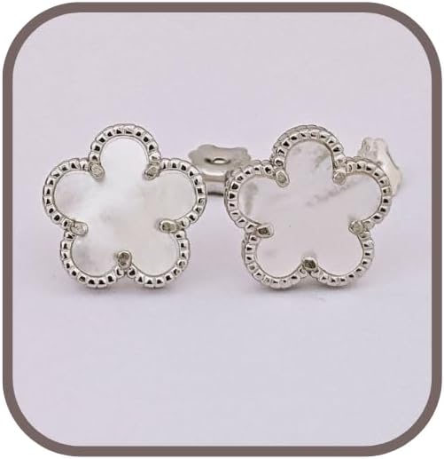 Clover Leaf Stud Earrings 925 Sterling Silver/Mother of Pearl/Solid Silver/Gift for Her/Fancy Stud Earrings