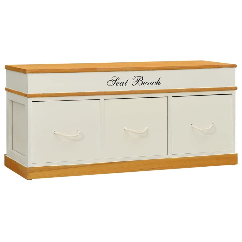 Vidaxl Solid Paulownia Wood Storage Bench 100Cm Entryway Trunk Seat Organiser