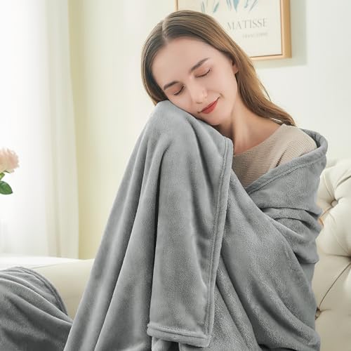 BEDELITE Fleece Blankets Queen Size Grey Throw Blankets for Bed, Luxury Plush Cozy Fuzzy Blanket 90x90 inches, Super Soft Warm Lightweight Throw Blanket All Seasons Suitable by BEDELITE - Image 3
