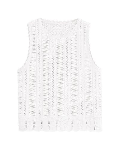 Image of KIRUNDO Beach Vacation Clothes for Women Spring Summer Crochet Sweater Vest Tank Tops Cover Ups Resort Cruise Outfits 2026