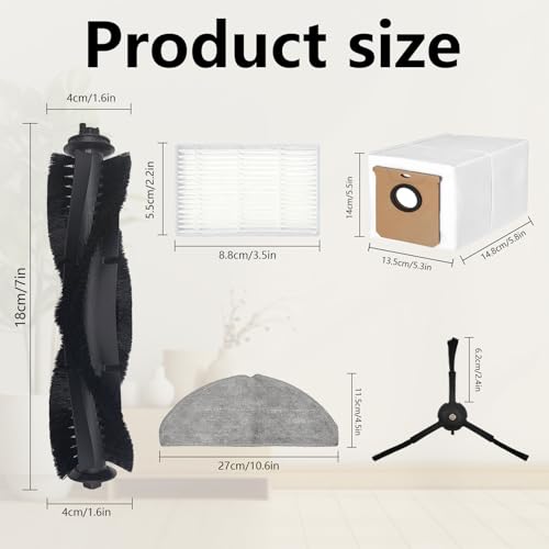 Image of 21 Pcs Accessories for Tapo RV30 Max Plus / RV30 Max / RV20 Max Plus /RV20 Max vacuum cleaner, 1 Main Brush, 4 Filters, 4 Mop Pad, 6 Dust Bags, 6 Side Brushes, for Tapo RV30 Max Plus Replacement