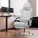 GTPLAYER Gaming Chair with Footrest, Computer Chair with and Lumbar Support, Height Adjustable Game Chair with 360°-Swivel Seat and Headrest and for Office or Gaming (All Light Gray-Fabric)