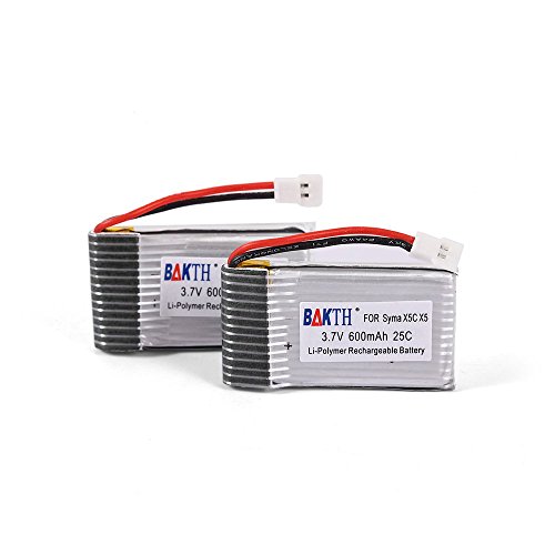 BAKTH 2 Paquetes genéricos 3.7V 600mAh 25C Lipo batería x5C Syma X 5