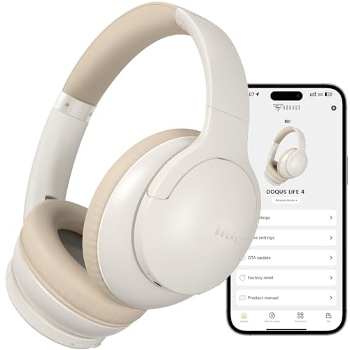 DOQAUS Bluetooth Headphones Over Ear Wireless, 90H Playtime, BT 5.4, 9 EQ Modes via App, Movie & Sleep Mode, HiFi Deep Bass, Memory Foam for Travel, Gym, Phone, PC Stocking Stuffers