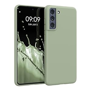 kwmobile Handyhülle für Samsung Galaxy S21 FE Hülle - TPU Case - Kabelloses Laden - Schutzhülle Cover in Graugrün