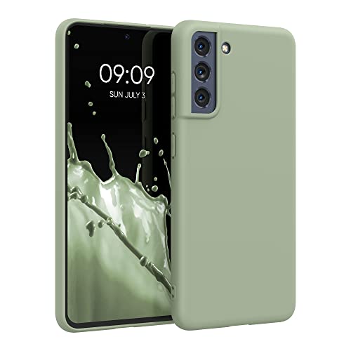 kwmobile Handyhülle für Samsung Galaxy S21 FE Hülle - TPU Case - Kabelloses Laden - Schutzhülle Cover in Graugrün