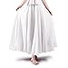 Ochenta Femme Jupe Boheme Tour de Taille Elastique Casual en Coton Lin Dress Blanc 105cm