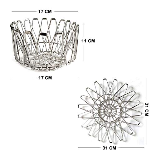 Garden Of Arts Stainless Steel Multipurpose Folding Fruit And Vegetable Basket For Kitchen, Dining Or Center Table - Flexible Basket Also Used For Office Purpose Serving And In Party(8 Shapes) #TOP4