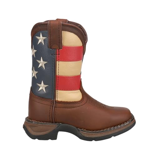 Durango Unisex-Kid's DBT0159 Western Boot, Brown and Union Flag, 12.5 M US Little Kid