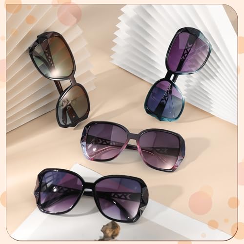 4 Pcs Women Large Sunglasses UV 400 Glasses Oversized Classic Trend Ladies Sunglasses with Shiny Large Frame2