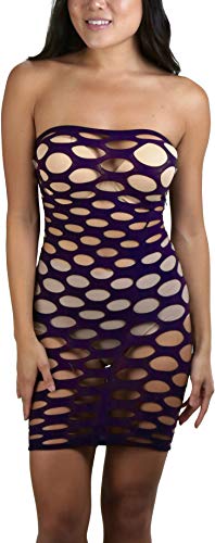 Image of ToBeInStyle Women's Stretch See Through Fishnet Novelty Mini Rave Party Dress