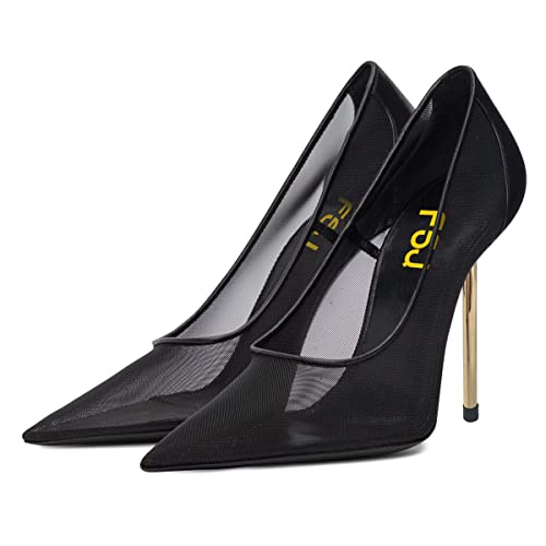 FSJ Women Sexy Mesh Pointed Toe Stiletto High Heel Pumps Slip On Elegant Party Dress Formal Ladies Shoes Size 4-15 US3