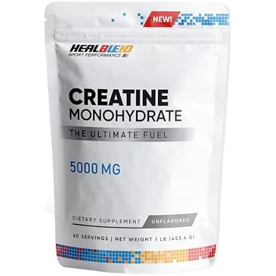 healblend Creatine Monohydrate Powder 5000mg - Unflavored Micronized Creatine for Muscle Gain, Improve Performance & Pre-Workout Recovery - 60 Servings