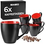 MIAMIO – MIAMIO - Kaffeetassen Set, Keramik (6x350ml, Schwarz-Rot) - 