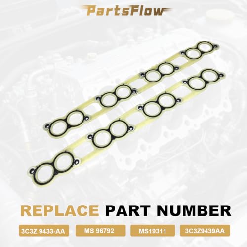 Image of Partsflow 2X Engine Intake Manifold Gasket Set V8 6.0 Diesel | Compatible With Ford E350 E450 Excursion F250 F350 Super Duty F450 F550