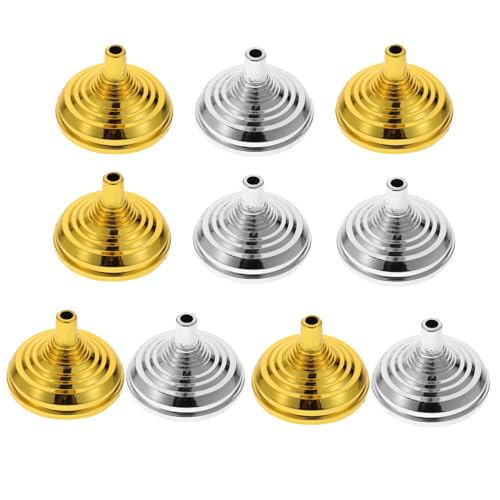 HIAKDOFT Lot de 10 Supports De Mât De Drapeau De Bureau Ronds Couleur Or Et Argenté, Base Stable pour Intérieur Et Extérieur, Accessoires pour Drapeaux De Négociation Et Décorations sur Table